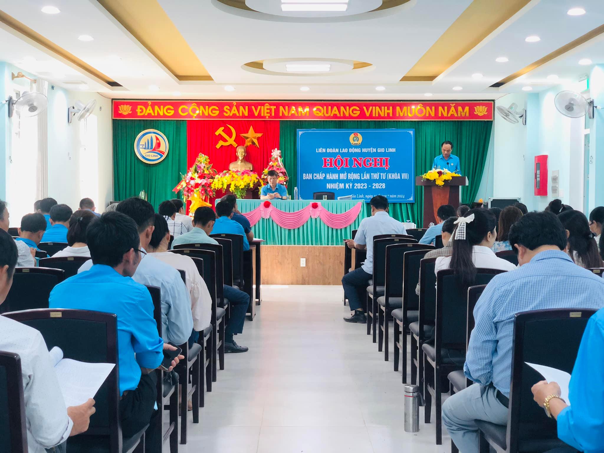 Liên đoàn Lao động huyện Gio Linh tổ chức Hội nghị Ban Chấp hành mở rộng lần thứ tư, khóa VI, nhiệm...