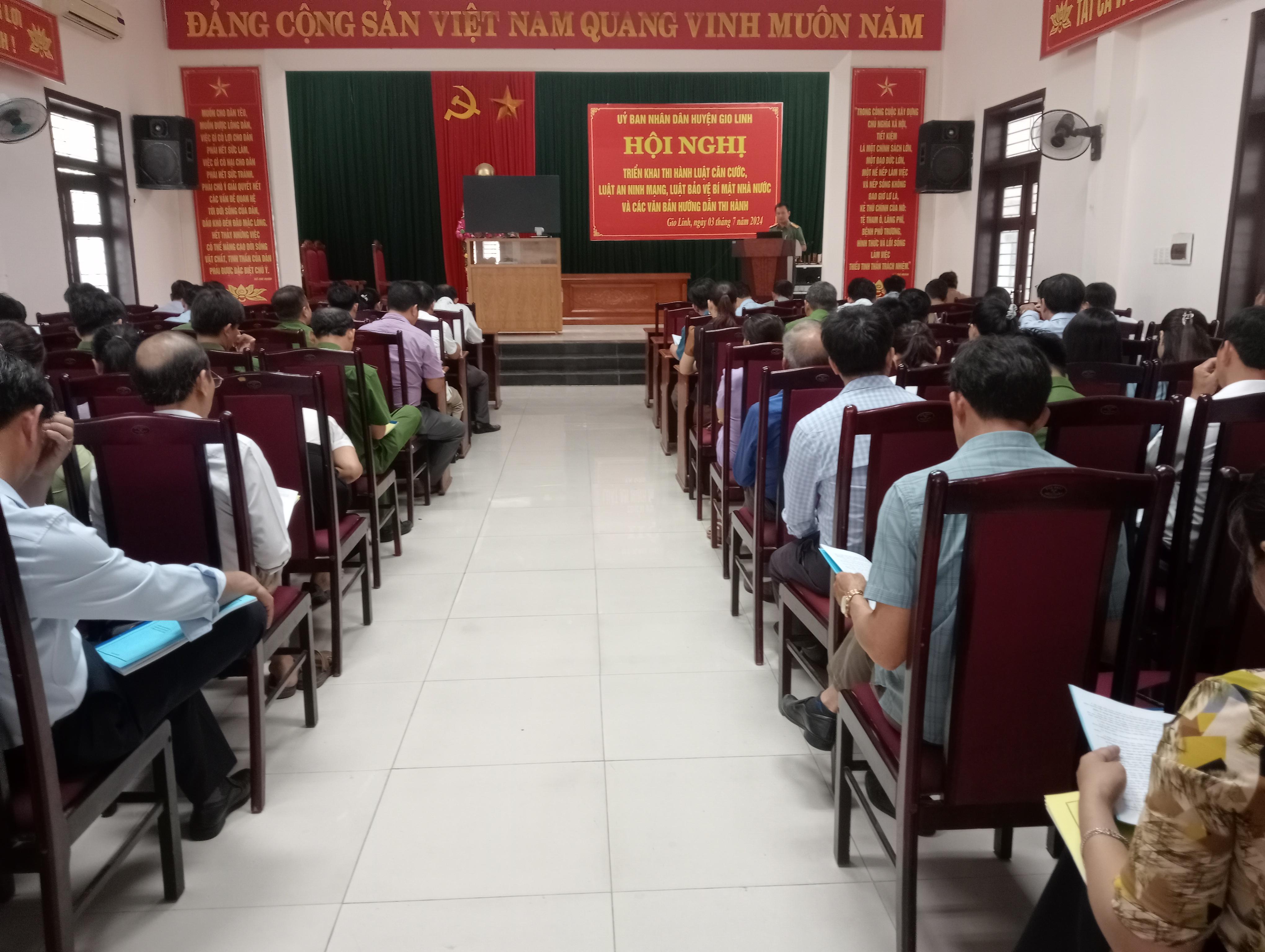 UBND huyện Gio Linh tổ chức Hội nghị triển khai thi hành Luật căn cước, Luật an ninh mạng, Luật...